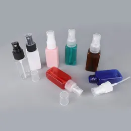 Beyaz/berrak/siyah plastik püskürtücü ile 30ml kare mini evcil hayvan şişesi seyahat taşınabilir yeniden doldurulabilir parfüm konteyner kavanozu