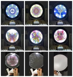 Espelho luminoso DIY Pintura de diamante LED LED Pintura animal Owl Mandala estilo Mandala Mandala Pintura de diamante especial Maging espelho 208420283