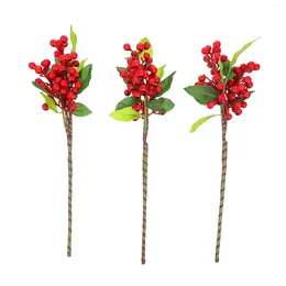 Dekorative Blumen 3 PCs künstlicher Weihnachtsbaum Beeren Dekor Simulation verzweigt Mini für Els Home Festivals Party