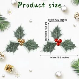 Kwiaty dekoracyjne 5pcs sztuczne holly jagody z liśćmi na świąteczny wieniec Kwiatowy Scrapbooking Decor Fake 5/6 cm