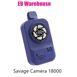 Savage Camera 18000 Puffs Vapers Vapes Dispoable 28ml Juice E Cig Vape Box Puff Shisha Screen Display 10 Flavors 2% 3% 5% Nic Mesh Coil Rechargeable 650mAh puff 9k 12k