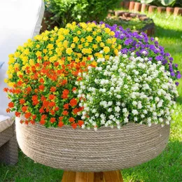 장식용 꽃 1 줄기 인공 시뮬레이션 밀란 잔디 플라스틱 돈 꽃 야외 식물 창구 홈 웨딩 장식
