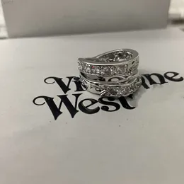 Дизайнер Viviane Westwood Jewelry Jewelry Empress Dowager XIS Super Sweet и Cool Double -Layer Head Head Sparkling Diamond Ring Saturn Light Luxury Par