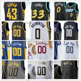 Мужской баскетбол Tyrese 0 Haliburton Jerseys Pascal 43 Siakam Bennedict 00 Mathurin Myles 33 Turner T.J.9 McConnell Aaron 23 Nesmith Obi 1 Toppin Jalen 25 Smith Printed