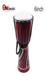 Djembe Drummer Percussion Hand Hand Drum da 6 pollici dipinto classico Stile africano in legno4575354