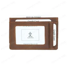 Genuine Leather Magnetic Front Pocket Money Clip Wallet RFID Blocking Strong Magnet Thin Wallet6045786