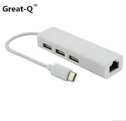 GreatQ USB 31 Tip C USBC Çoklu 3 Port Hub RJ45 Ethernet Ağı LAN Adaptörü Adaptor Kablosu MacBook Amp Chromebook5316422