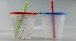 Glitter 5pcs Lot Tumbler Plastic Drink Straw 710ml Magic 24oz قابلة لإعادة الاستخدام قوس قوس قزح قهوة زجاجات المياه الباردة تغيير pp color9662860