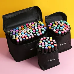 24-80 COLORS PEN ALILY ART MARKER PEN SET DRAW BEADED DEOTHED SKETCHER TIP MARKERS GARFITI MANGA School School Supplies 240328