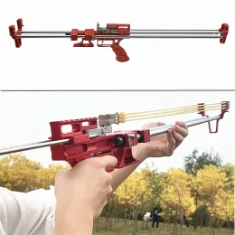 Slingshots High Speed Shooting Red Long Rod Telescopic Slingshot 8hole Bow Head Powerful Hunting Slingshot Outdoor Jungle Game Laser