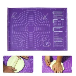 45x60cm ورقة حصيرة الخبز غير السيليكون مع قياسات خبز الملحقات BPA Free Freeant Fondant Rolling Dough Mat Pastry