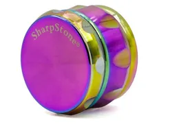 Newest Whole drum rainbow Chamfer Side Concave metal Smoking tobacco grinder SharpStone herb grinder Sharp Stone CNC GRINDER3191492