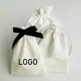 Other 50pcs Cotton Gift Pouch Jewelry Packaging Makeup Cosmetic T/c Drawstring Bag Wedding Party Candy Storage Wrapping Sachet Print