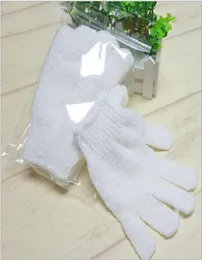 Bath Gloves Body Cleaning Shower Gloves White Nylon Exfoliating Bath Glove Five Fingers Paddy Soft Fiber Massage Bath Glove Cleane4530671