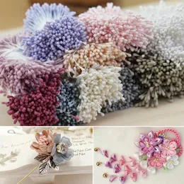 Flores decorativas 800 PCs Efeito fosco de flores artificiais Estames duplas cabeças redondas de algodão para milinearia de casamentos Sugarcraft