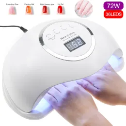 Sensors 72w New 5 Plus Uv Lamp Led Nail Lamp Nail Dryer for All Gels Polish Sun Light Lampa Led Manicure Infrared Sensing Timer Smart