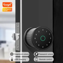 Lock New Tuya Smart Fingerprint Lock Bluetooth Office Home Door Lock Antitheft Spherical Password DIY security Electronic door Lock