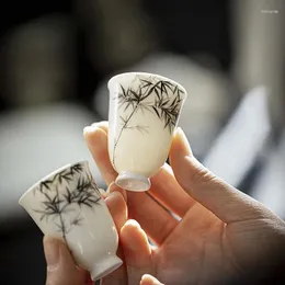 Fincan tabakları antika el boyalı bambu çay bardağı ev seramik çay fincanları usta seti juxiang aksesuarları içecek içecek eşyaları