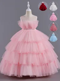 Ljusblå rosa vin vit juvelflicka's födelsedag/festklänningar tjejens tävlingsklänningar blomma flicka klänningar flickor vardag kjolar barn slitage sz 2-10 d407249