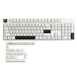 Tangentbord 129 Keys Black and White Japanese KeyCaps Cherry Profile PBT Dye SubliMation Mechanical Keyboard KeyCap för MX Switch 61/64/68