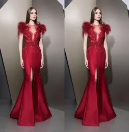 Ziad Nakad Akşam Elbise Kırmızı Uzun Prom Gowns Robe de Mariee Kokteyl Parti Elbisesi Plus Boyut2738964