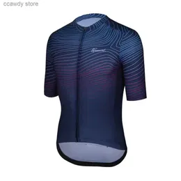 Erkek Tişörtleri 2024 New Lines Pro Fit Cycling Jersey Kısa Seven Yol Gömlek YKK Zipper H240407 ile Hafif Giysiler