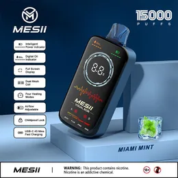 Büyük Ekran Mesii Visual Boxx 15k 16K Puf Barı 16000 Puflar Tek kullanımlık Vape Kalem Dijital Vapes Çift Örgü Bobin E Sigara önceden doldurulmuş 18ml ayarlanabilir hava akışı Vaper