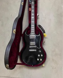 Seltener Tony lommi Signatur SG Schwarze Elektris Gitarre China EMG -Tonabnehmer Eisenkreuz -Perle Inlay Grover Tuner Chrome Hardware4201329