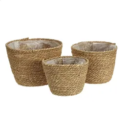 1 pc Pianta floreale pianta da fioriera cesta di cesta intrecciata per decorazione piantabile per giardino esterno interno 240325