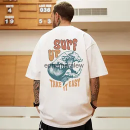 Męskie koszulki Surf Up Take It Easy Man Cotton Summer Freyble Creweneck Tops Overize All-Math Tee Odzież Casual Mens krótki rękaw H240407