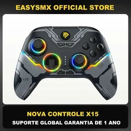 Игровые контроллеры Joysticks EasySmx X15 Беспроводной ПК -контроллер Bluetooth Joystick Game для Windows PC Switch Android/IOS RGB Hall Эффект Q240407