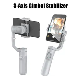 Microphones Roreta 2023 New 3axis Handheld Gimbal Stabilizer 360 Rotation Foldable Wireless Selfie Stick with Bluetooth Shutter Tripod