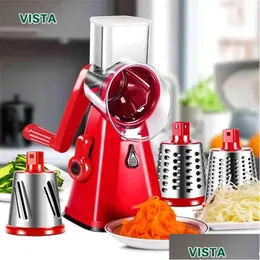Fruit & Vegetable Tools Manual Cutter Slicer Kitchen Accessories Mtifunctional Round Rotate Mandoline Potato Cheese Gadgets 210406 Dro Dhqgd