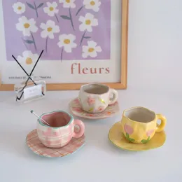Чашки блюдцы мода японская рука нарисовала голубое небо и белые облака кофейная чашка с блюдцем керамический чай ручной работы