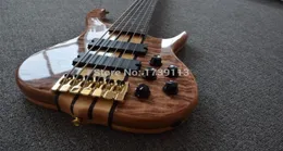 Anpassade Ken Smith 6 strängar Naturliga quiltade lönntopp Electric Bass Gutiar Rosewood Maple Sandwich Neck genom Body Active Picku5048769