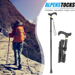 Sticks 5Section Walking Stick Telescopic Baton Hiking Trekking Poles Aluminum Alloy Folding Cane Crutches Pole For Climb Elderly People