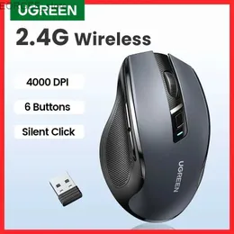 Topi Ugreen Wireless Mouse Ergonomic 2.4GHz 4000 DPI Silent 6 Pulsante Adatto per MacBook Tablet PC MOUSE SILANTE 2,4G Mouse Y240407