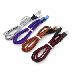 1M/3FT عالية السرعة MICRO USB Type C Cables شحن البيانات مزامنة سماكة محول الهاتف المعدني كابل شاحن مضفر قوي 11 LL