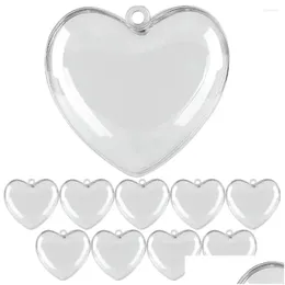 Decorative Objects & Figurines 10 Pcs Transparent Heart Pendant Plastic Party Favor Ball Ornament Clear Ornaments For Crafts Fillable Dh0Aq
