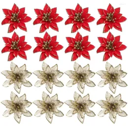 Decorative Flowers 24 Pcs Christmas Artificial Garland Adornment Silk Decor Plastic Accessories Glitter