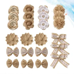 Decorative Flowers 24 Pcs Garlands Decor Rustic Party Wedding Decoration DIY Vintage Handmade Materials Burlap Flower Ornament