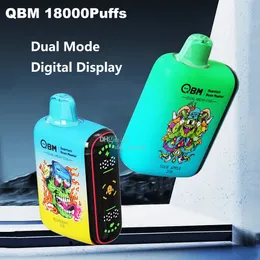 Otantik vape çubuğu qbm 18000puffs tek kullanımlık vape çift mod dijital ekran e sigara 9k puf nabız 18k puflar normal 18ml önceden doldurulmamış vs geek bang 20000 puflar