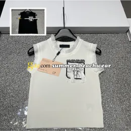New China Style Strick -Weste Designer Strass Logo Strickweste Frauen Strick -T -Shirt Sommer atmungsaktiv