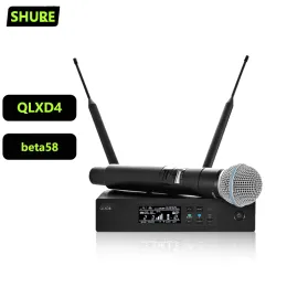 الميكروفونات QLXD4BETA58 عالية الجودة نظام ميكروفون لاسلكي UHF المحترفين ، والقيادة ميكروفون حلقة لحفل الحفلة الكبيرة