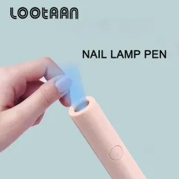 드레스 LOOTAAN 1PC 미니 네일 램프 USB 휴대용 손전등 펜 타입 베이킹 라이트 배터리 스토리지 UV LED 네일 젤 드라이어 매니큐어 아트 도구