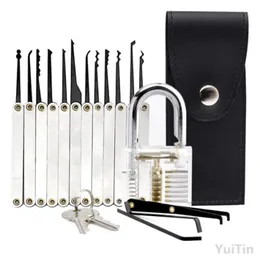 Transparent Cutaway 15Piece Lock Picks Set Padlock Practice Lock With Locksmith Tools for Lock Pick Training Trainer Practice4838862