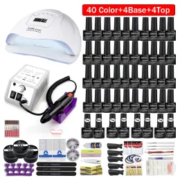 Dresses 120/80/54w Professional Nail Lamp Kit 50/40 Colors Gel Polish Acrylic Manicure Set Nail Tool with Nail Salon Nail Drill Hine