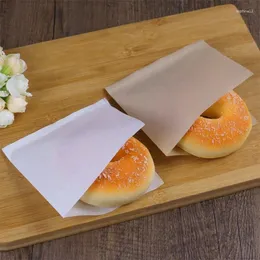 Gift Wrap 100pcs/lot Kraft Paper Packaging Bag Oil Proof Waterproof 12x12cm 2 Colors Bread