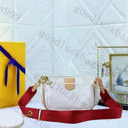Designer väskor vit gammal blomma tre i en axelväska multi pochette mahjongs väska mini koppling plånbok underarm väska mode kvinnor crossbody purse m44840 med låda