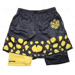 Mens Anime Gym 2 in1 Shorts Shorts Shorts Shorts Bodybuilding Fitness Shorts Shorts 240402